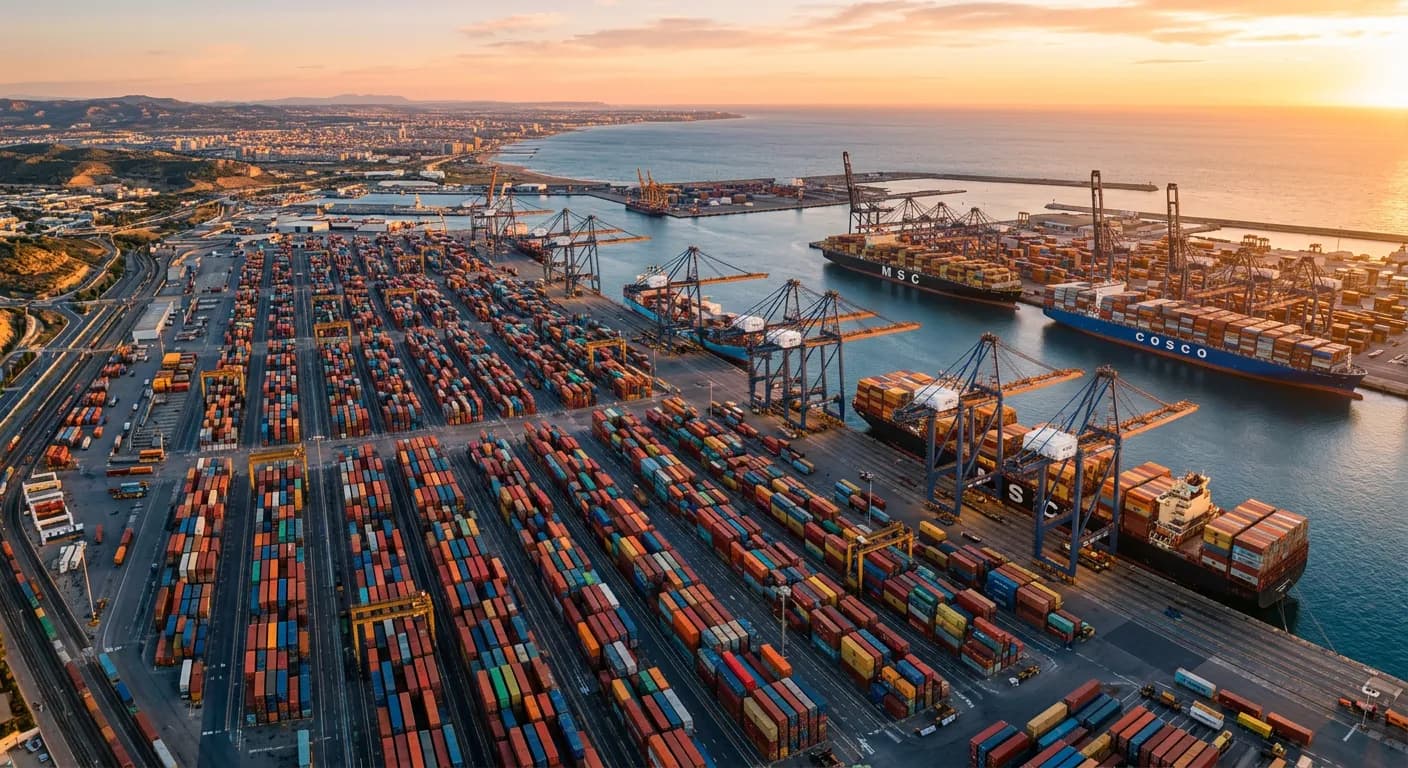 Uluslararası ticaret konteyner limanı ve kargo gemileri